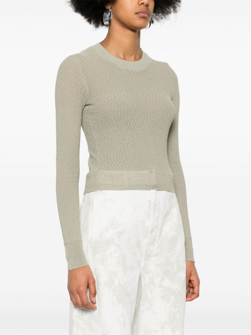Ami Paris Sage Green Bouclé Knit Sweater