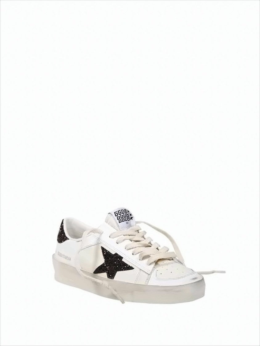 Golden Goose Distressed Nappa Leather Low-Top Sneakers With Glitter Details