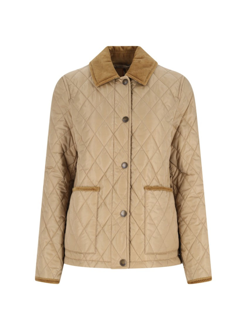 Burberry Beige Quilted Corduroy-Collar Jacket