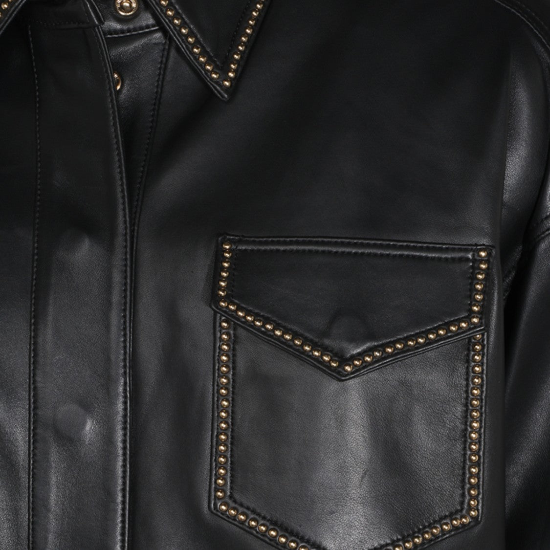 Blumarine Black Studded Leather Shirt