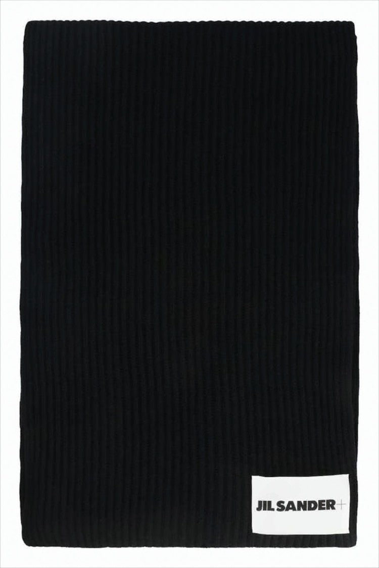 Jil Sander Ribbed Knit Wool Scarf With Contrasting Label