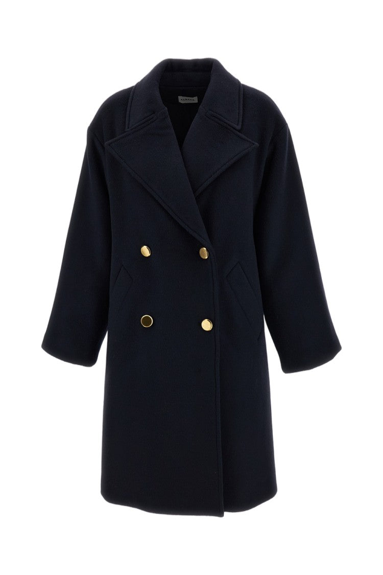Parosh Blue Double-Breasted Wool Coat