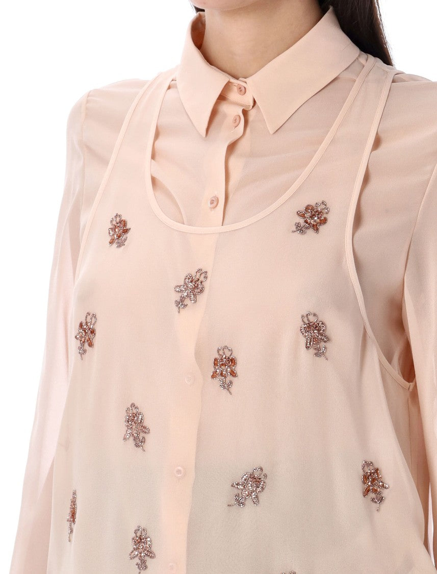 Fendi Double Layer Shirt With Embroidered Top