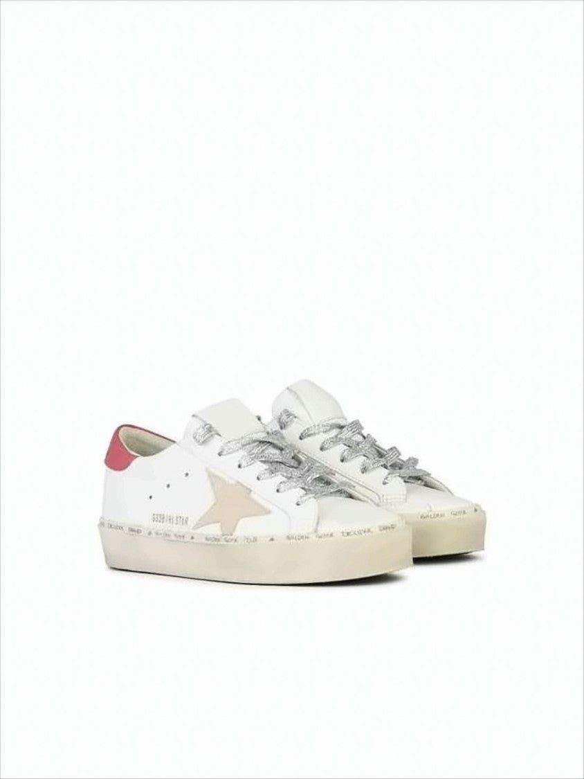 Golden Goose Low-Top Sneakers With Beige Star And Distressed Finish