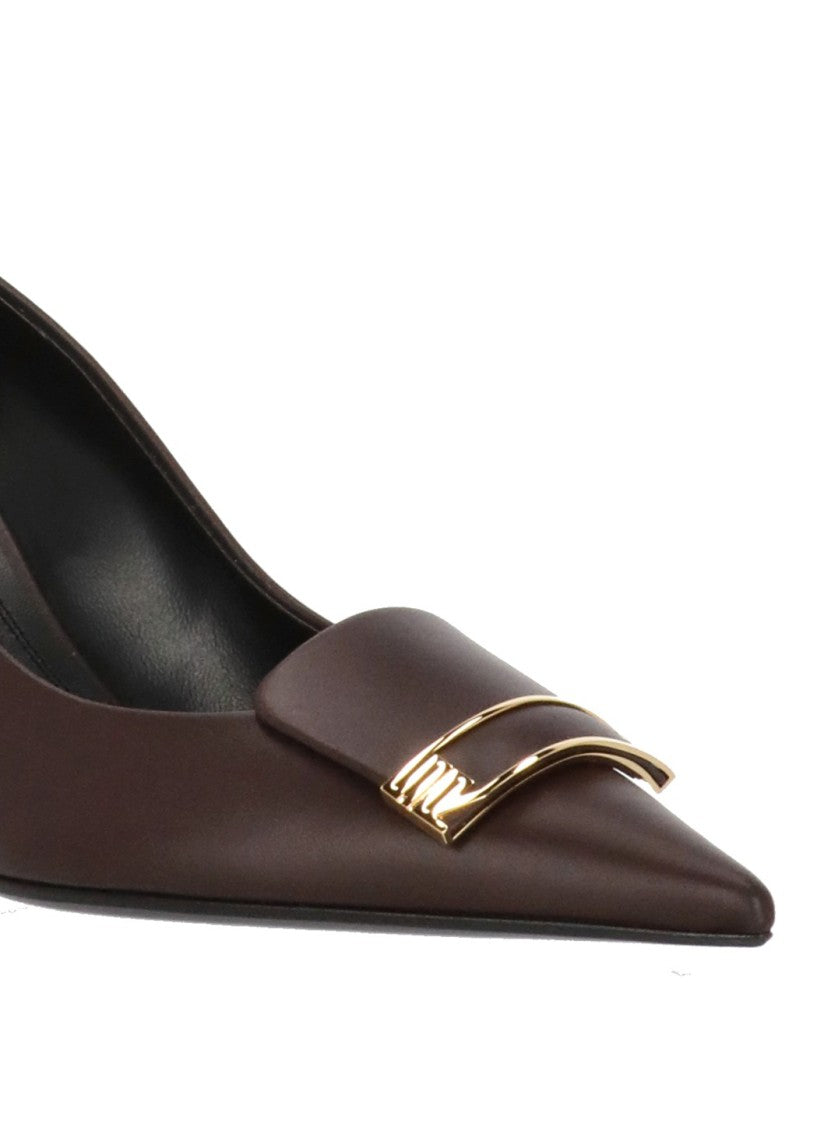 Sergio Rossi Bordeaux Arrowhead Decorative Plaque Pumps