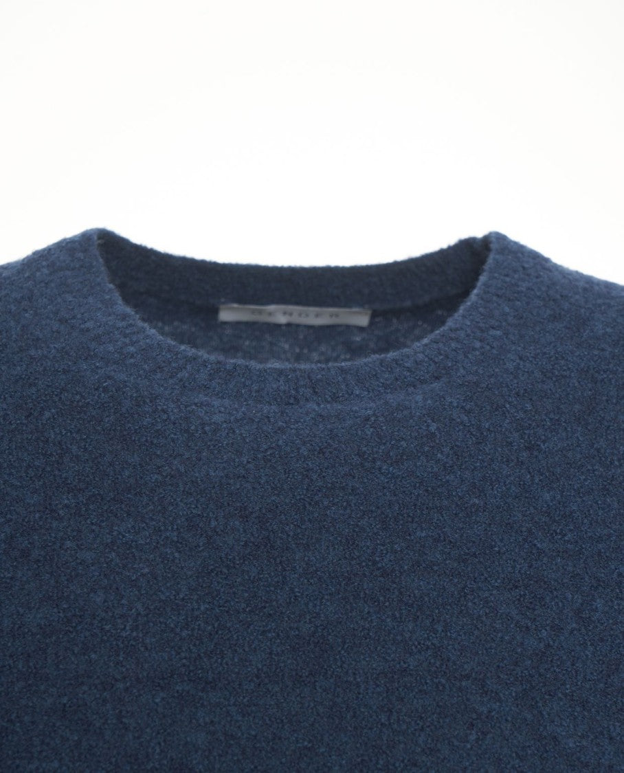 Gender Deep Blue Classic Crew Neck Wool Pullover