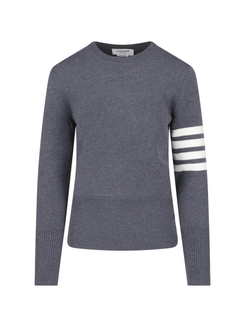 Thom Browne Crew Neck Sweater With Bold Stripe Accents
