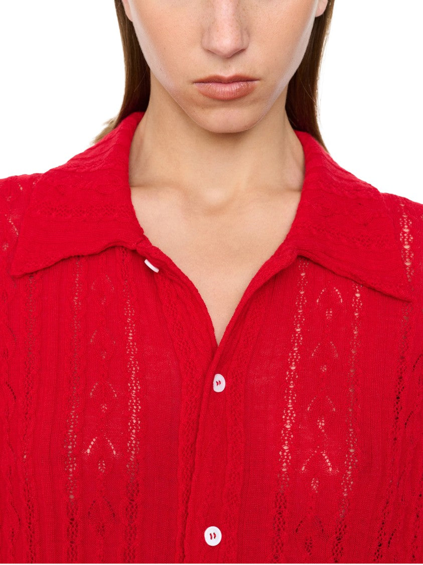 Séfr Textured Knit Shirt With Classic Collar