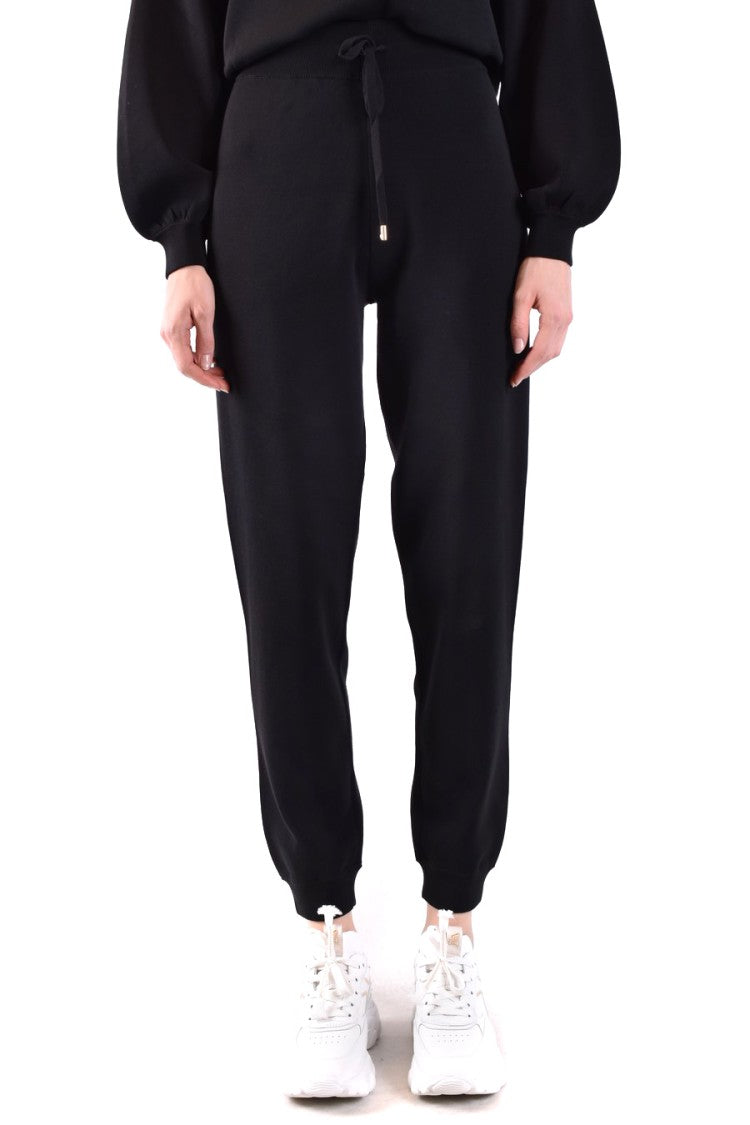 Pinko Cropped Black Trousers Tapered Drawstring Waistband