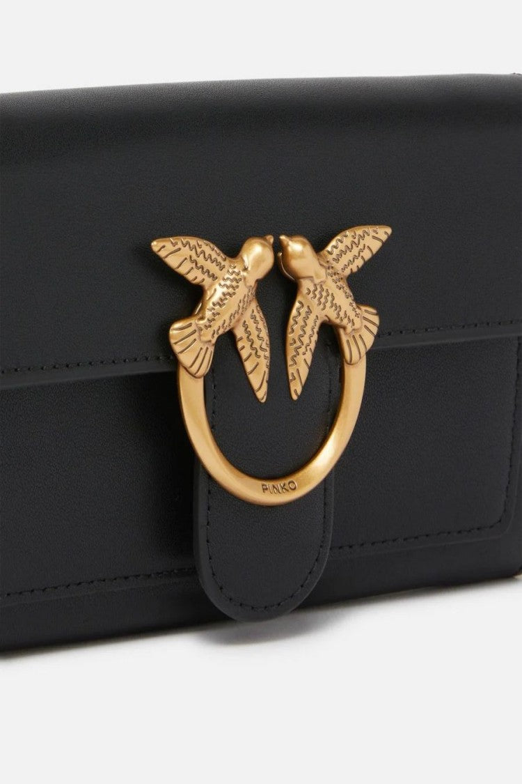 Pinko Shoulder Bag With Gold-Tone Emblem And Chain Strap