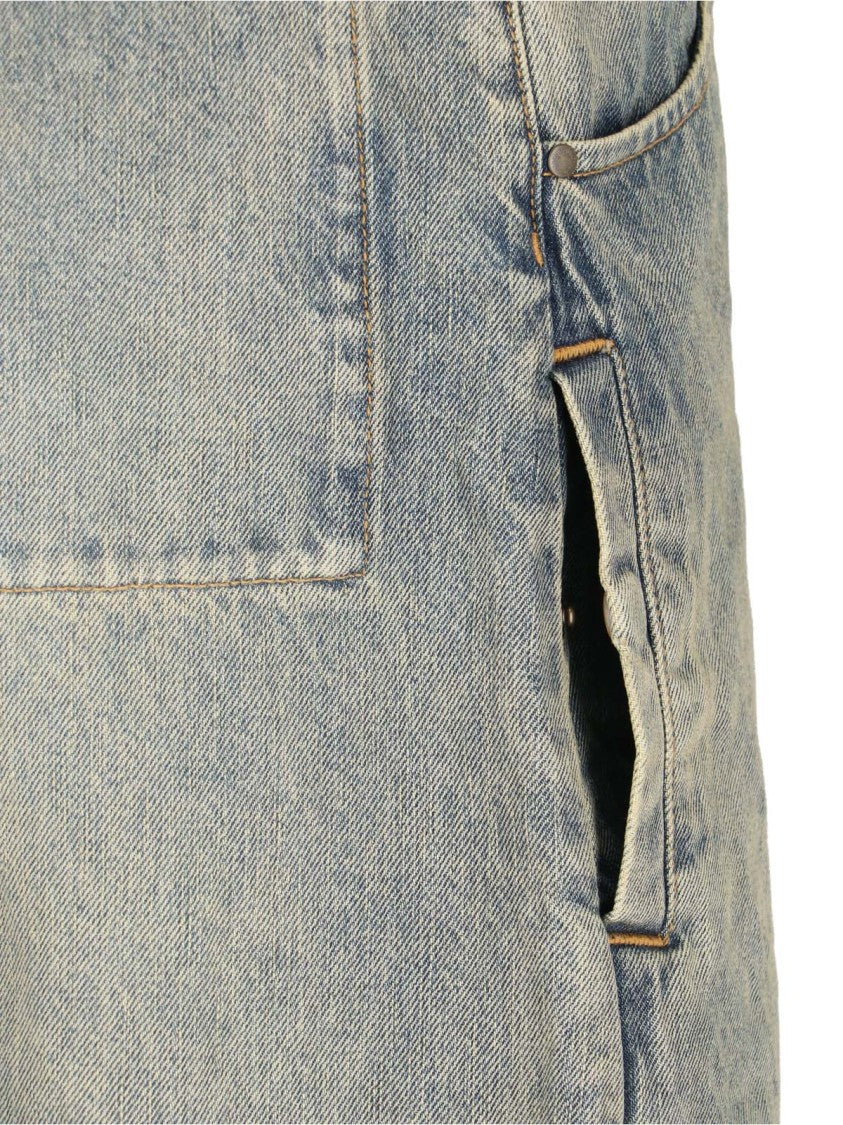 Entire Studios Wide-Leg Distressed Denim Jeans With Five-Pocket Design