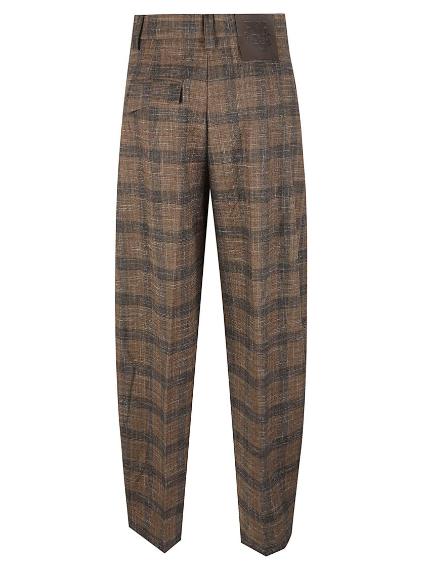 Pinko Balbino Tailored Plaid Wool-Blend Straight-Leg Pants