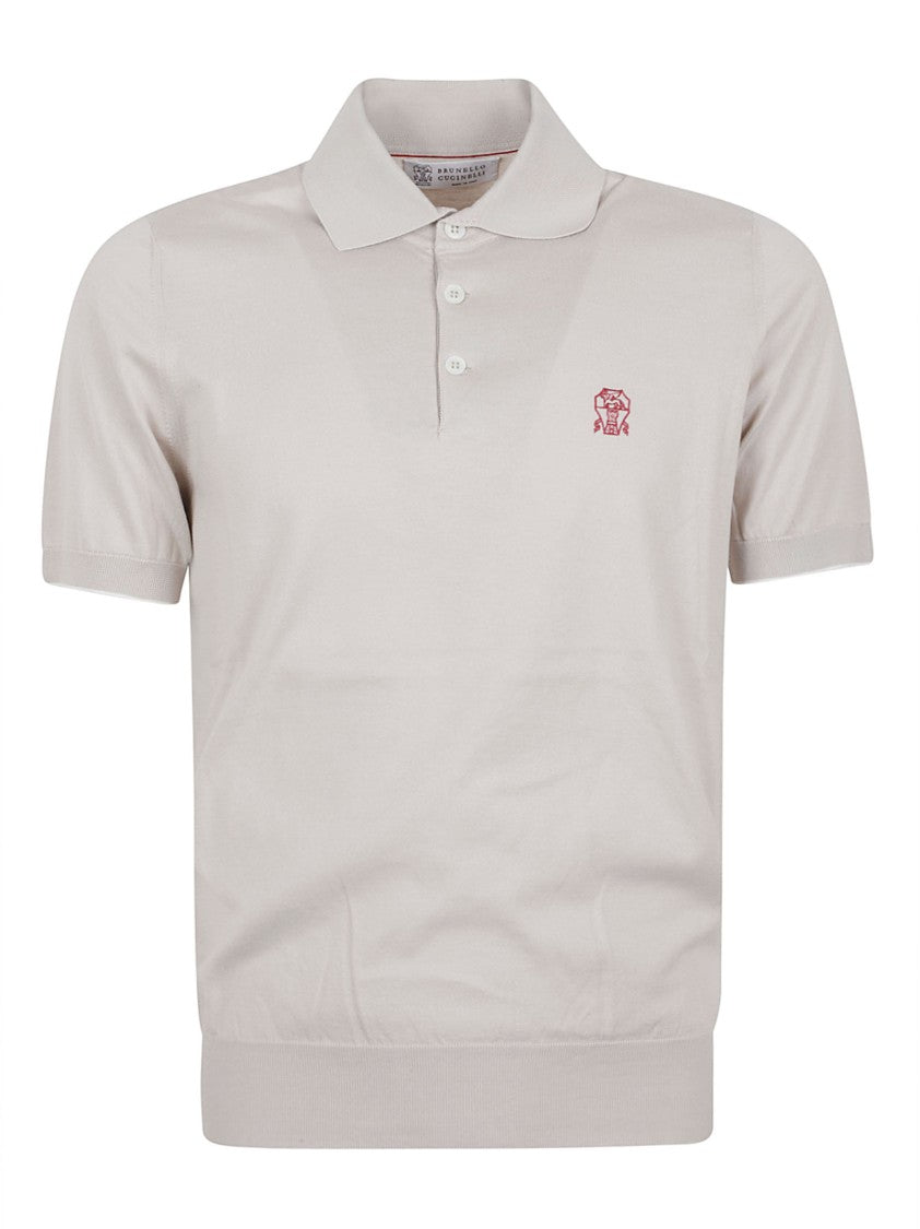 Brunello Cucinelli Short-Sleeved Polo Shirt With Classic Collar And Embroidered Emblem