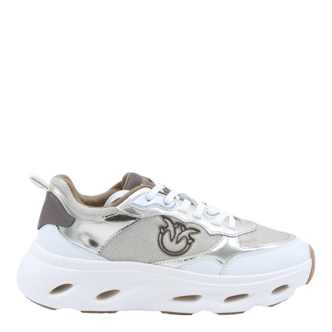 Pinko Chunky Sneakers With Metallic Silver Panels And Cut-Out Details