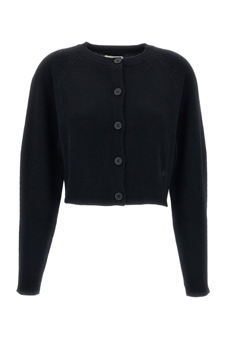 Loulou De Saison Black Cashmere Cropped Heike Cardigan