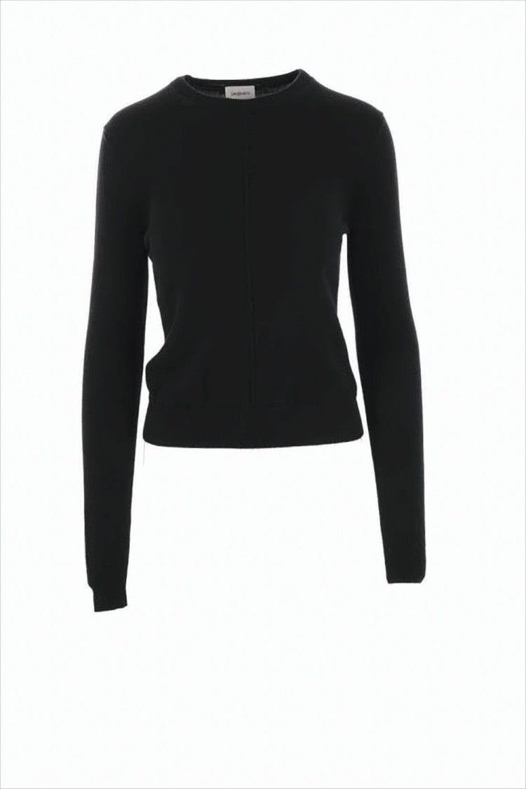 Saint Laurent Fitted Black Cashmere Sweater With Crew Neckline