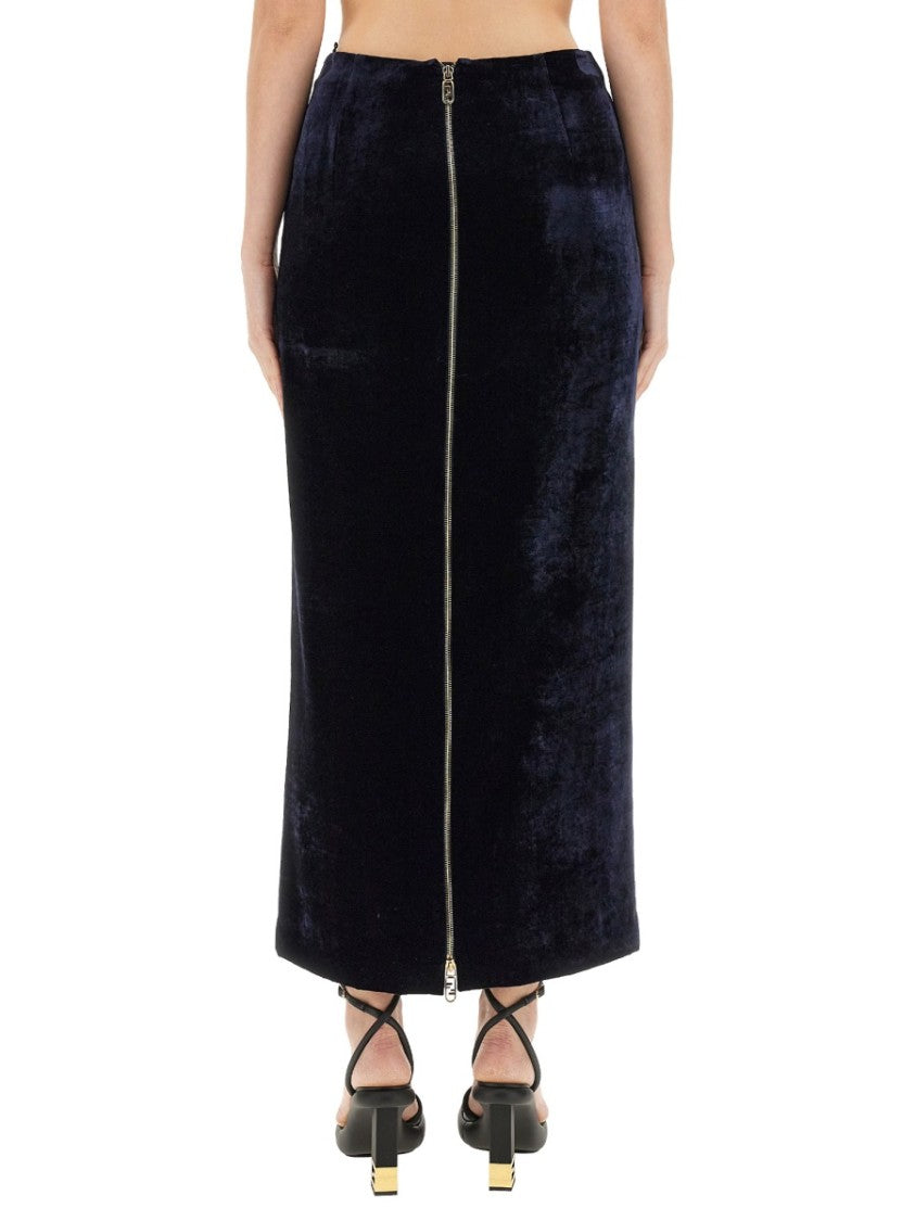 Fendi Black Slim-Fit Long Skirt