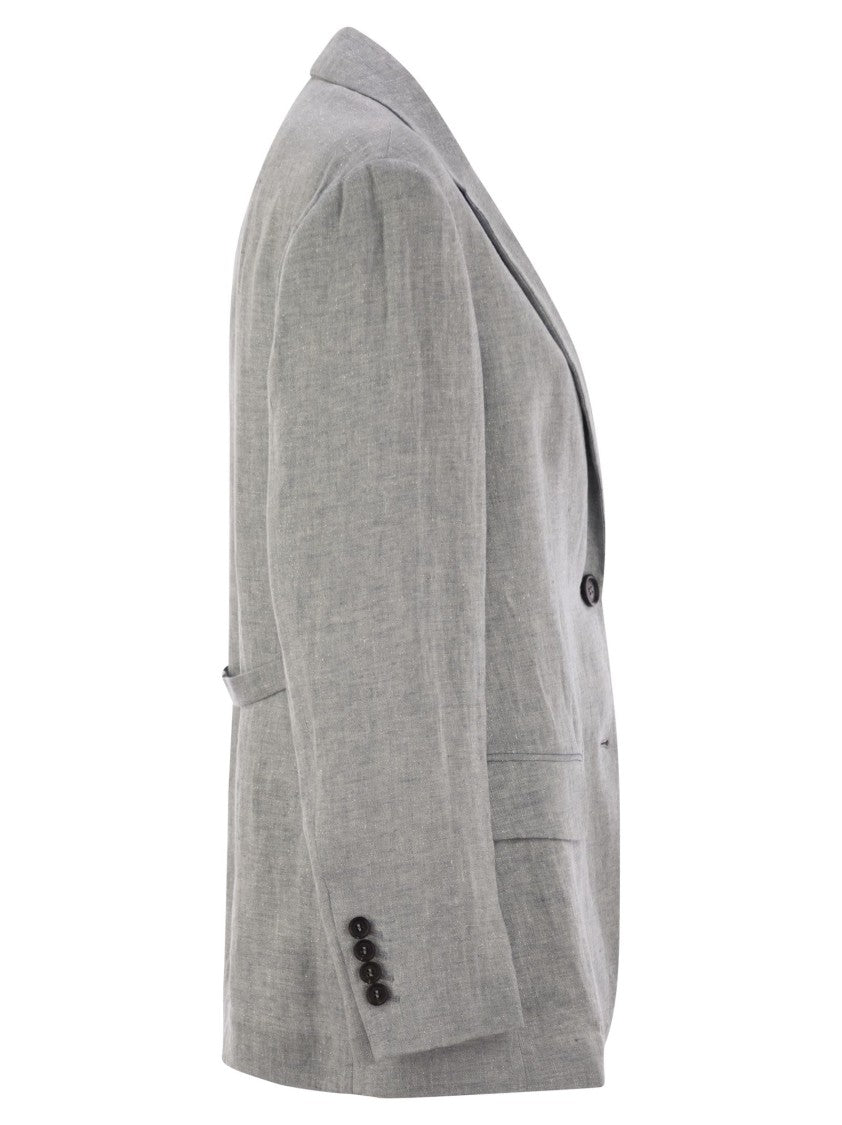Brunello Cucinelli Sparkling Linen Canvas Jacket With Jewellery