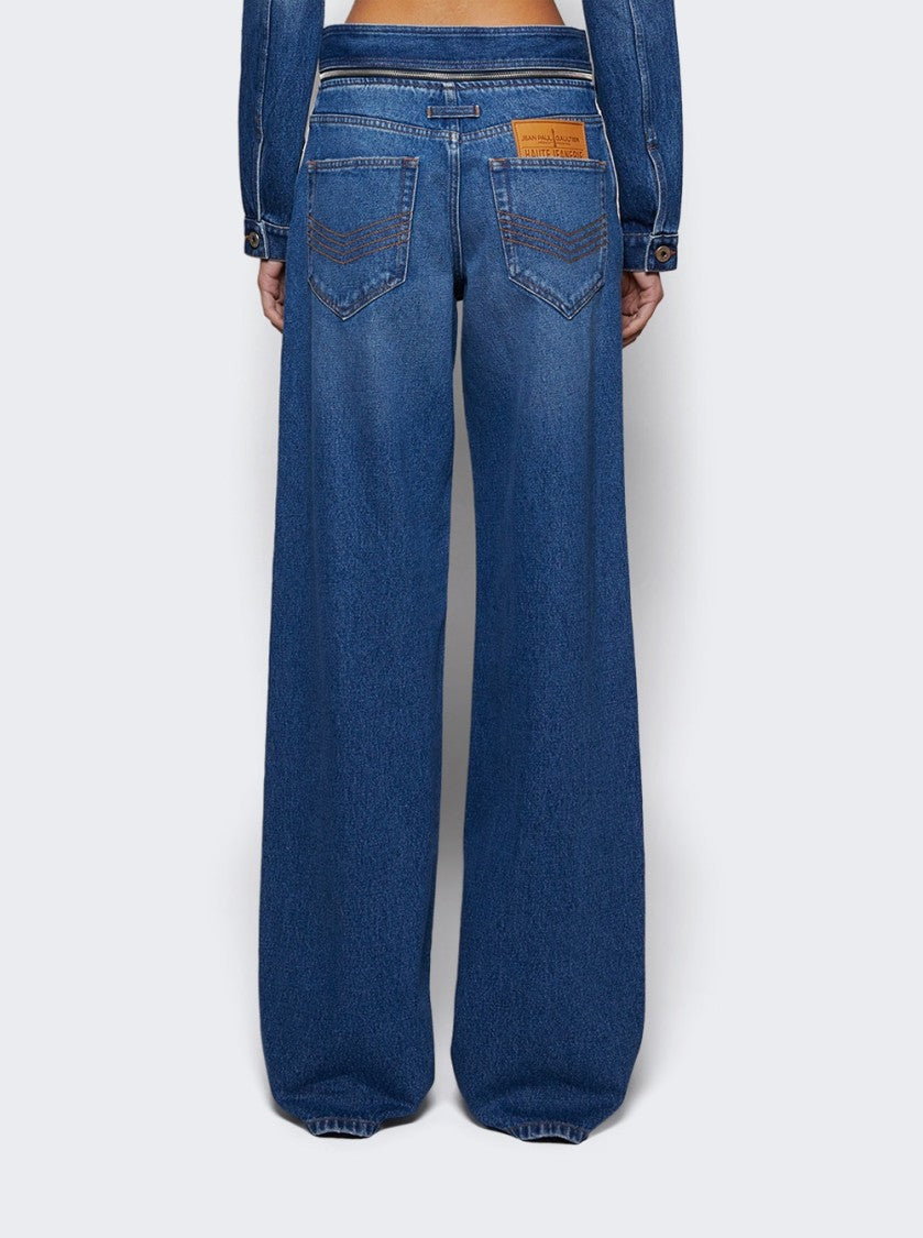 Jean Paul Gaultier Belted Denim Jeans Vintage Blue