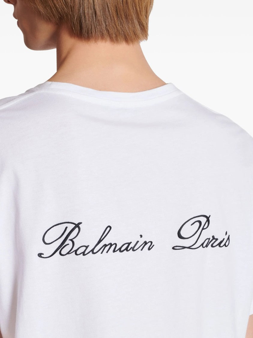 Balmain White Loose Ss Script Logo T-Shirt