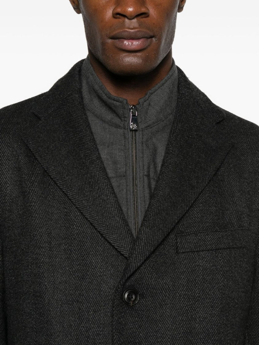 Corneliani Tailored Grey Coat With Structured Lapel