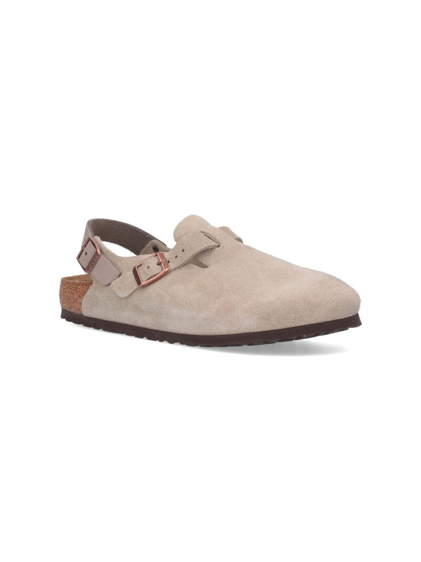 Birkenstock "Tokio" Mules – Taupe Suede
