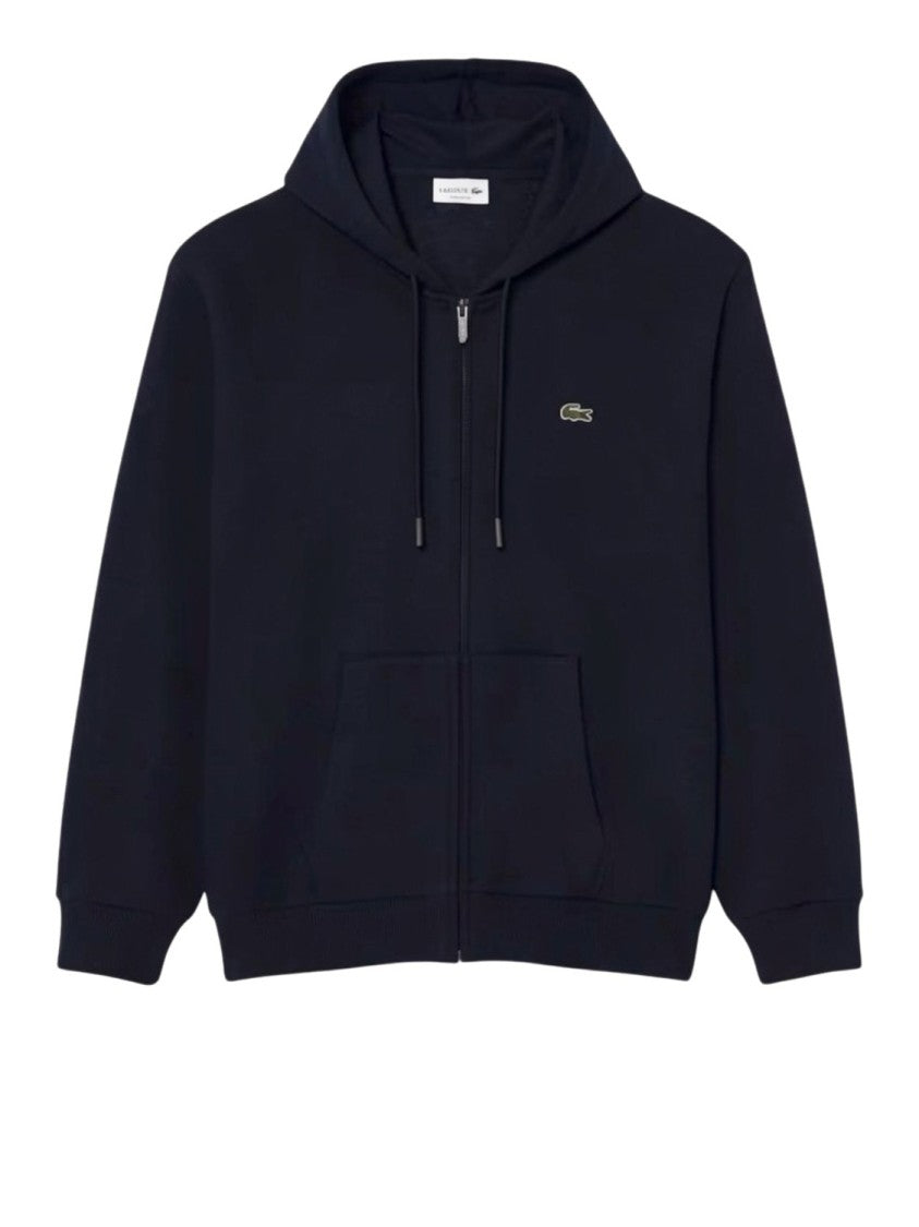 Lacoste Men's Blue Embroidered Zip-Up Hoodie