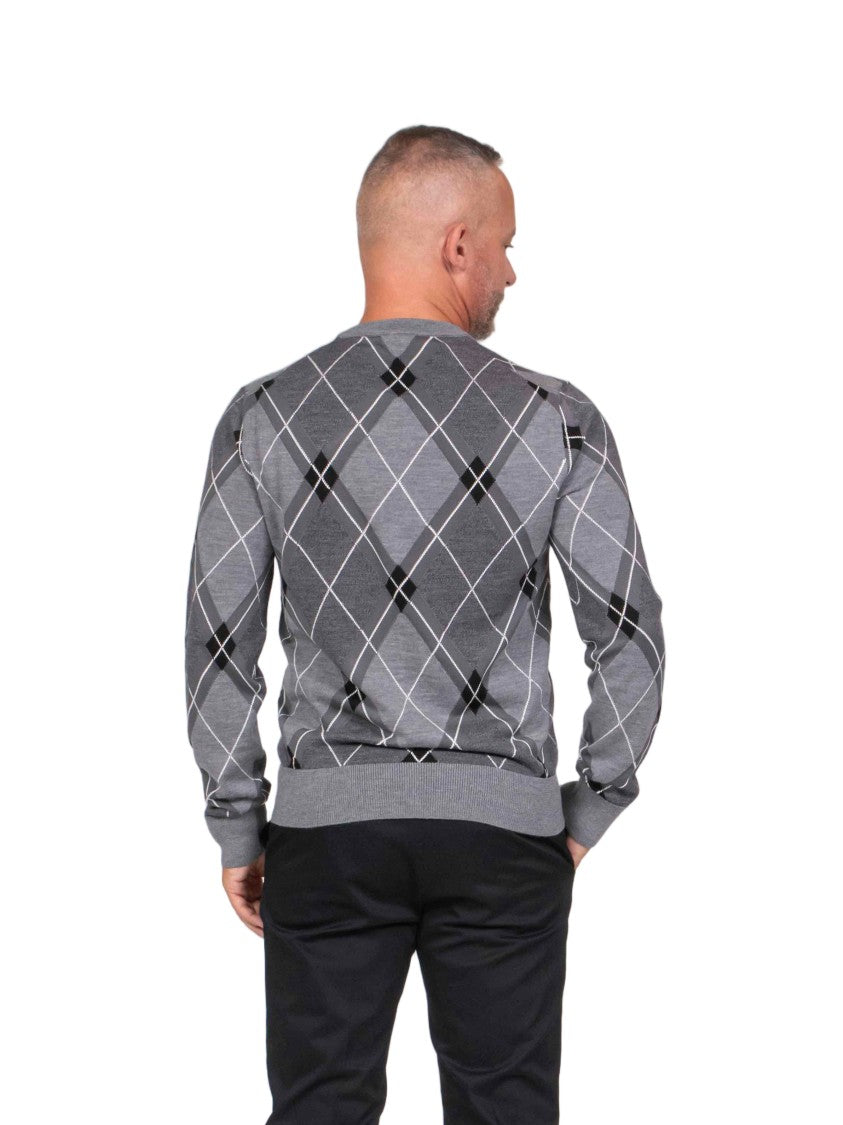 Dolce & Gabbana Maglia Girocollo Argyle Long-Sleeve Crewneck Sweater