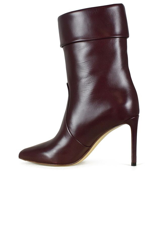 Francesco Russo Cuffed Burgundy Leather Ankle Boots