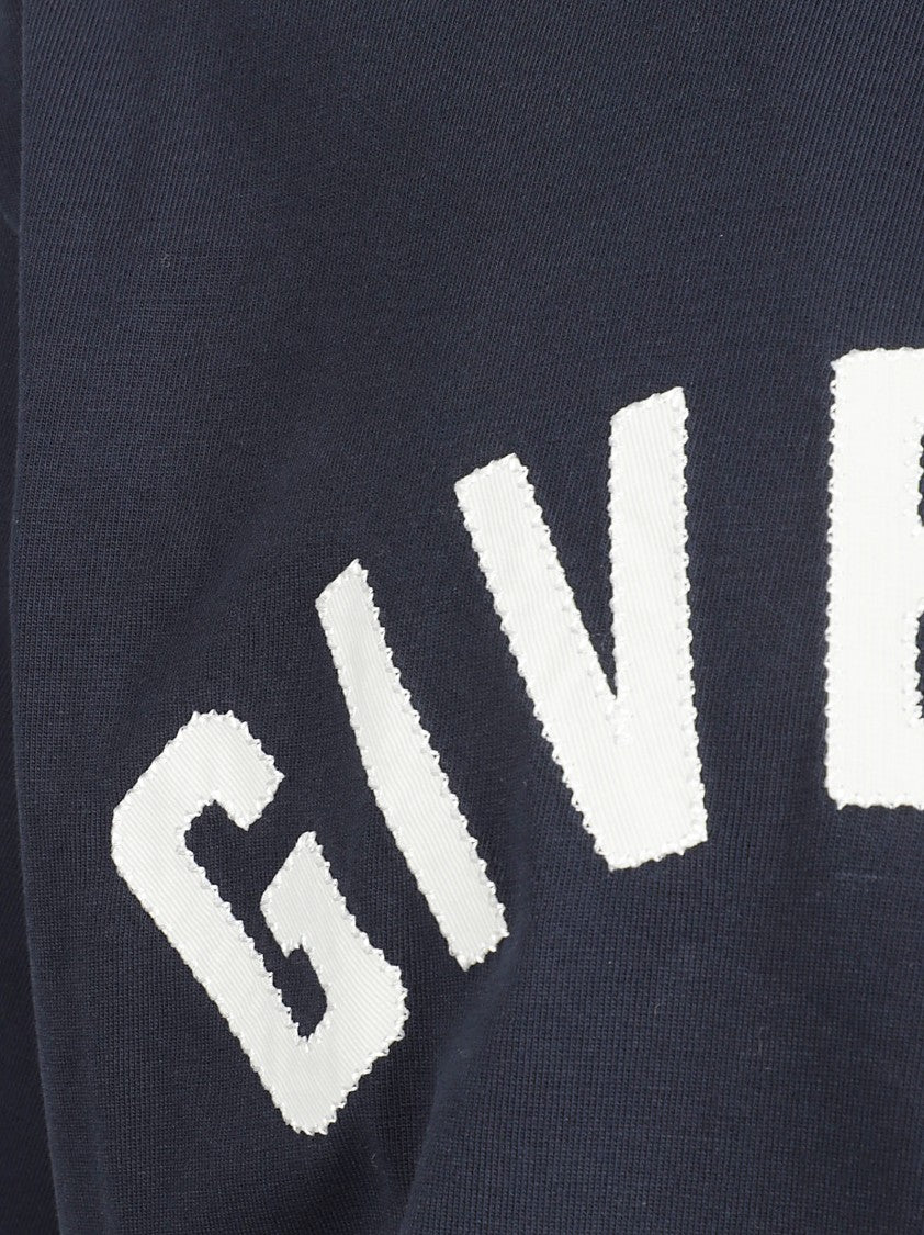 Givenchy Navy Cotton Jersey T-Shirt With Contrasting Logo Embroidery