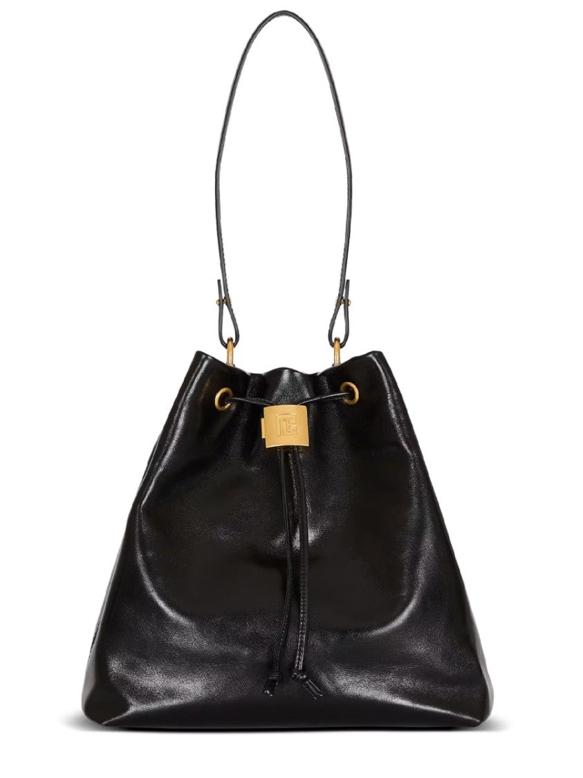 Balmain Neutrals Pulse Convertible Drawstring Leather Backpack