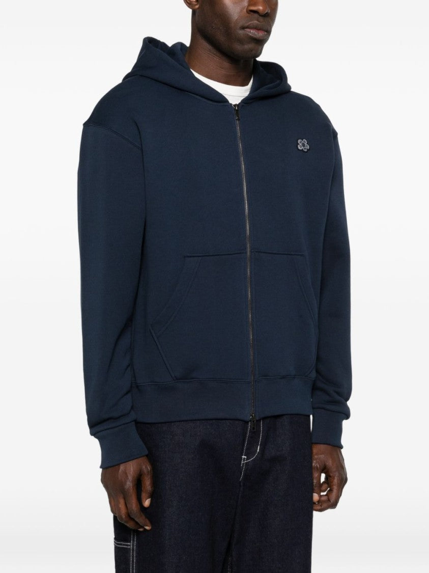 Kenzo Blue Silk And Nylon Crew Neck Hoodies