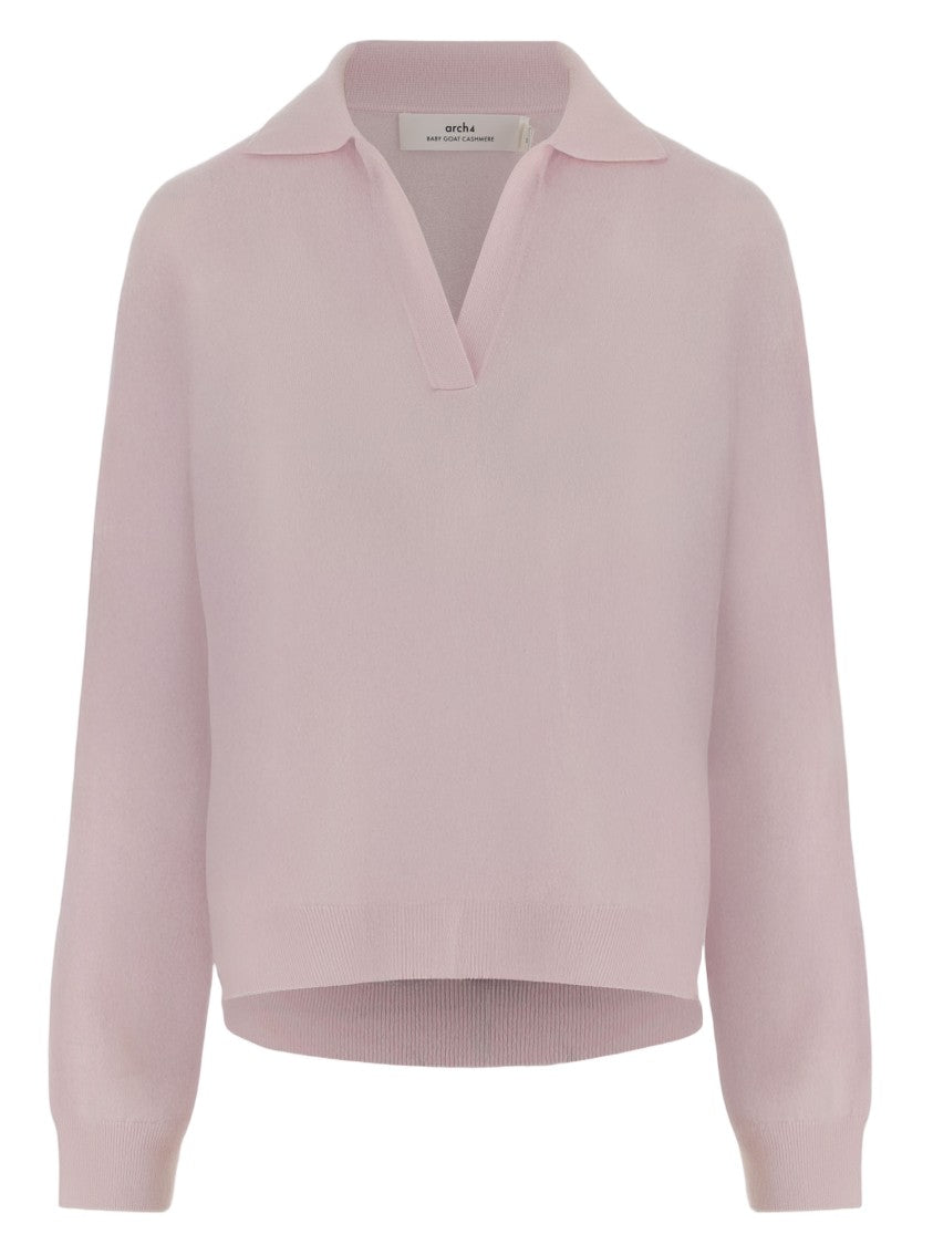 Arch4 V-Neck Cashmere Sweater With Polo Collar