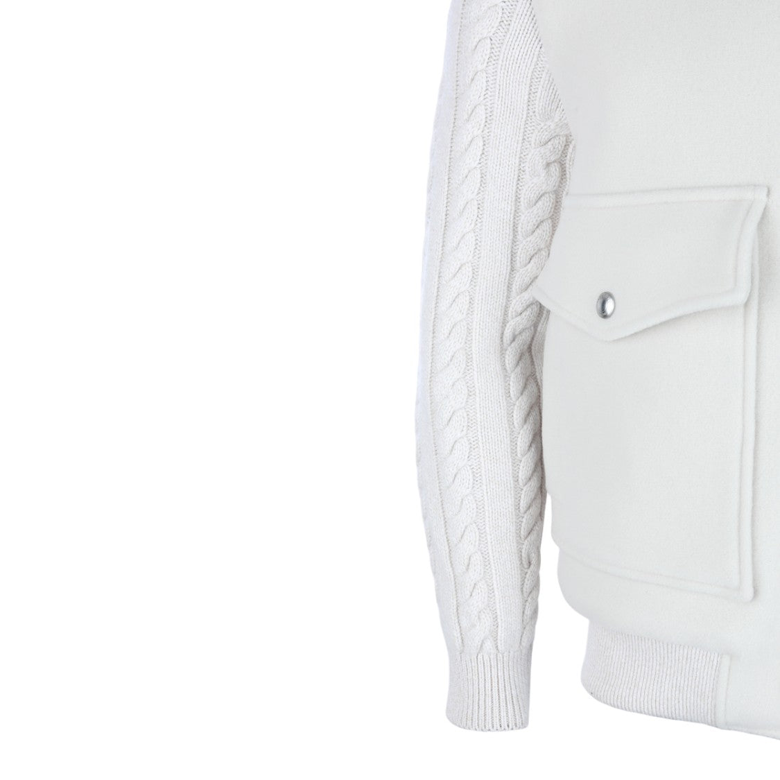 Eleventy Textured White Jacket With Plush Collar