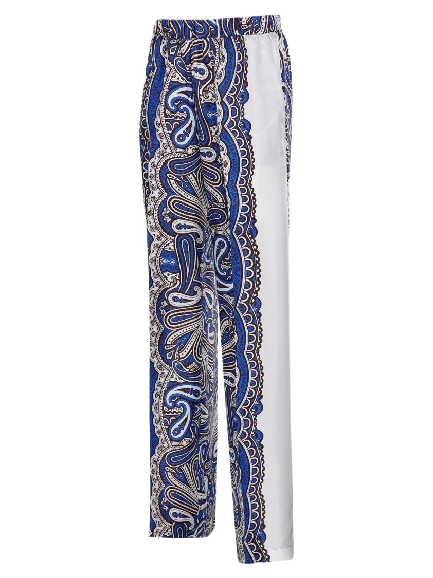 Parosh Silk Straight-Cut Trousers With Intricate Scarf Print