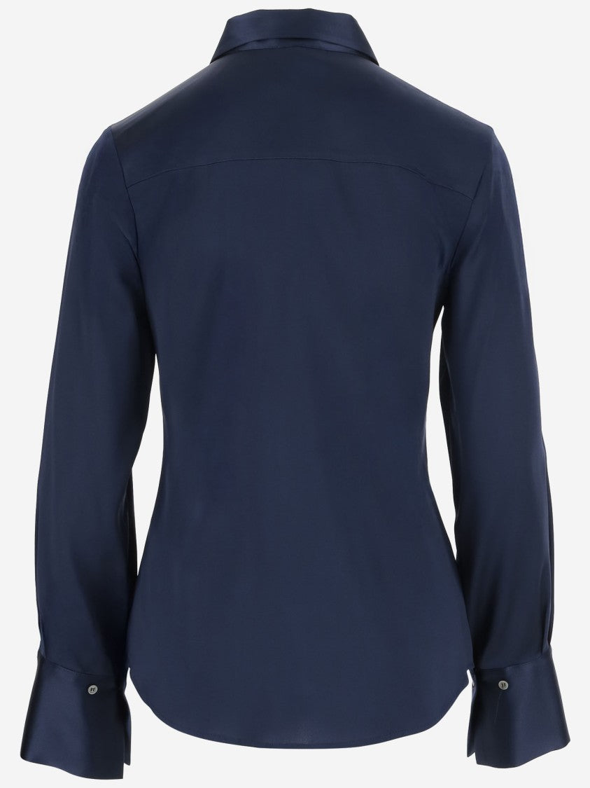 F.It Stretch Silk Shirt With Pointed Collar