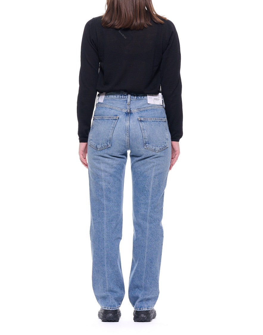 Agolde High-Rise Straight-Leg Denim Jeans With Classic Five-Pocket Design