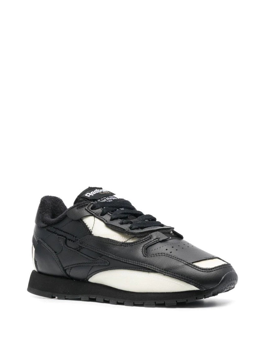 Maison Margiela Low-Profile Sneakers With Leather Panels And Contrasting Overlays