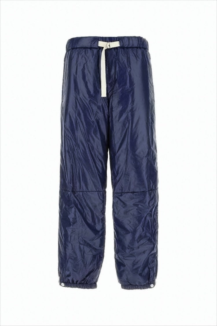 Jil Sander Quilted Blue Jogger Pants With Elasticized Cuffs