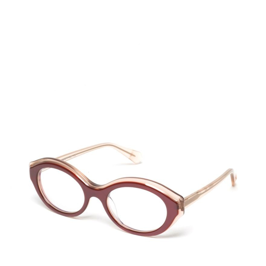 Rewind Timeline Oval Frame Eyeglasses In Muted Burgundy With Translucent Temples