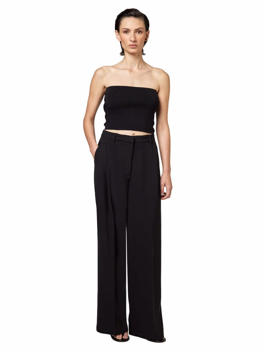 Alpha Studio High-Waisted Pleated Cadì Wide-Leg Pants