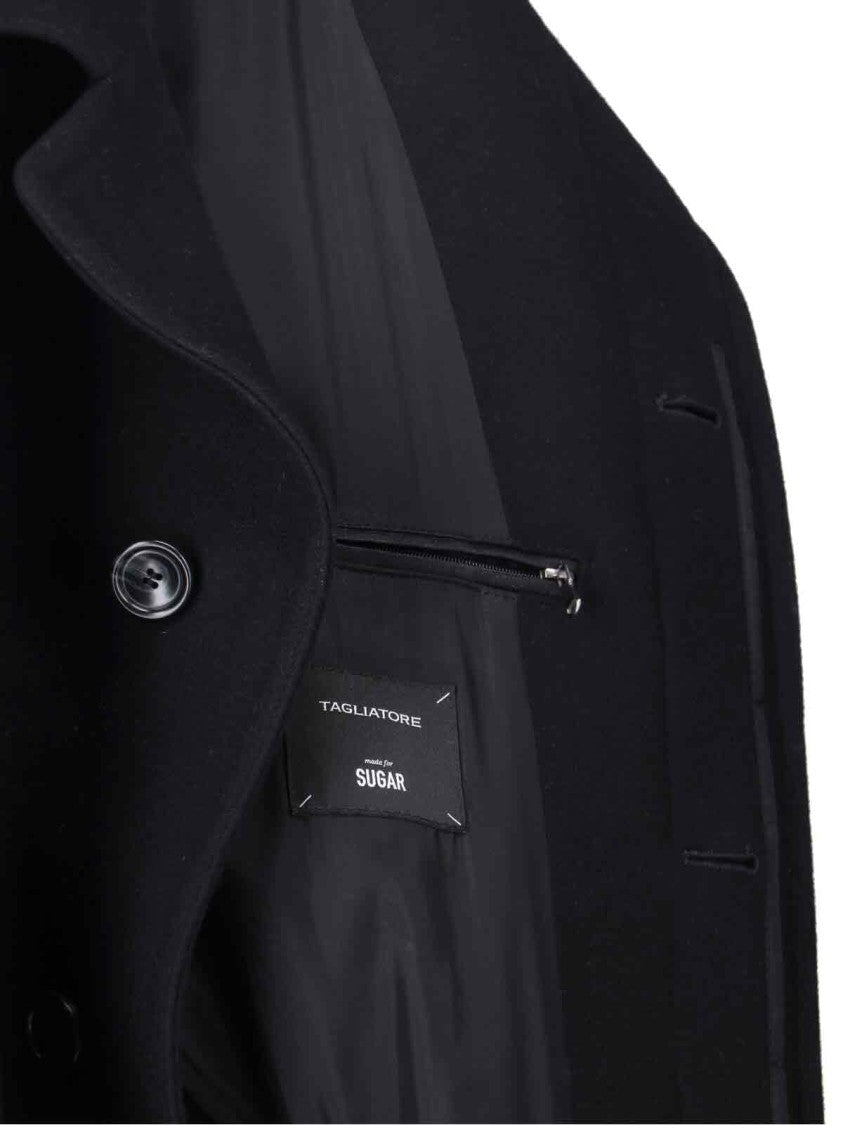 Tagliatore Straight Cut Coat With Concealed Button Placket