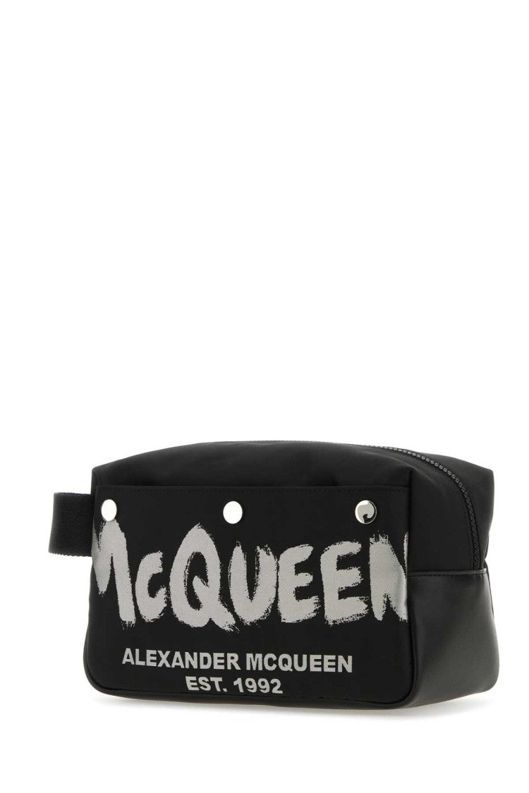 Alexander Mcqueen Black Fabric Mcqueen Graffiti Beauty Case