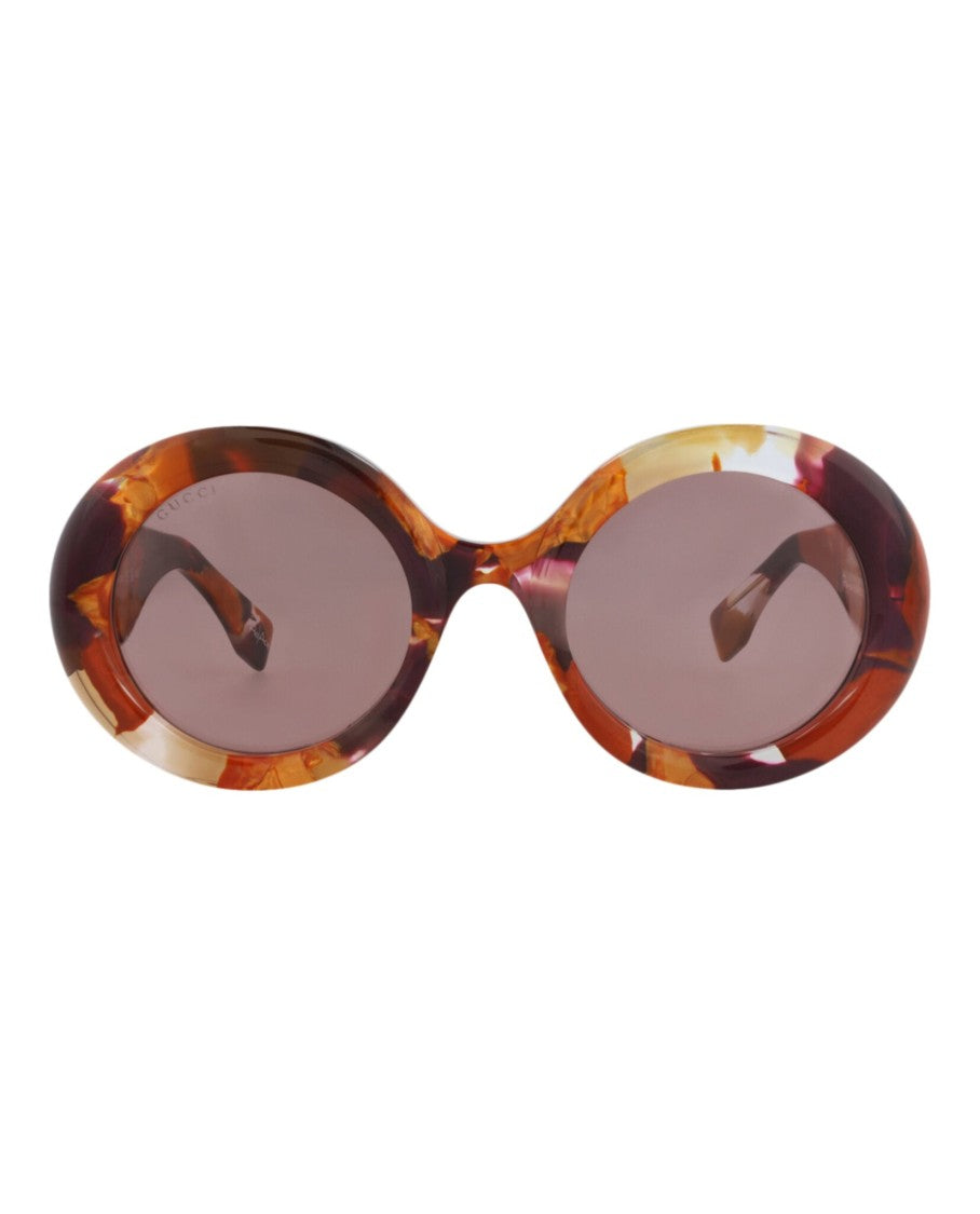 Gucci Round-Frame Recycled Acetate Sunglasses With Saddle Nose Bridge