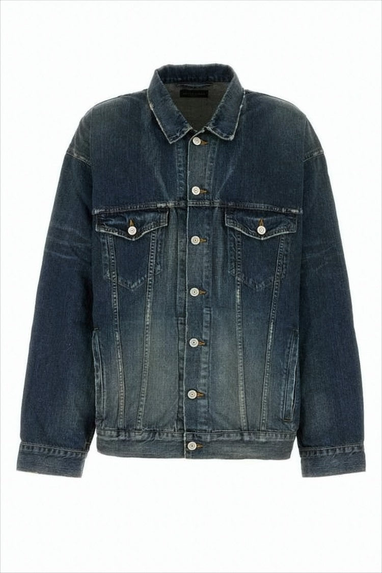 Balenciaga Classic Denim Jacket With Bold Graphics