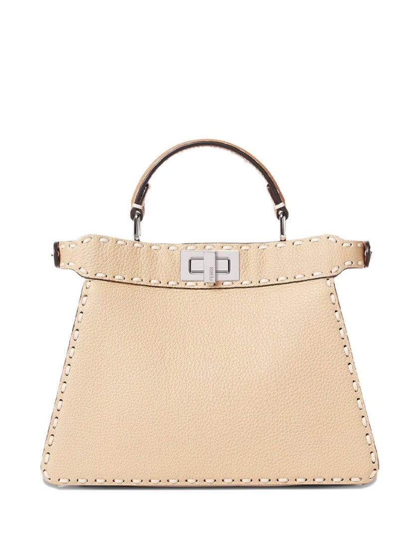 Fendi Trapezoidal Textured Leather Shoulder Bag