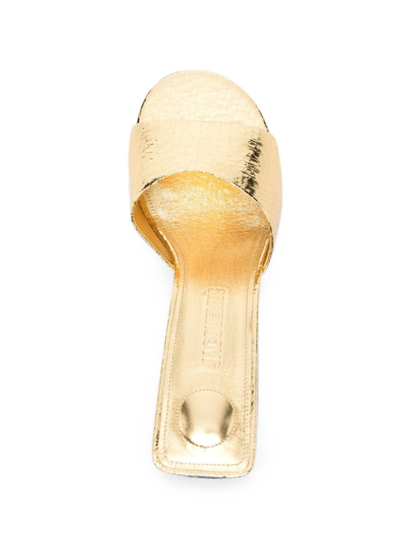Jacquemus Metallic Kitten-Heel Open-Toe Sandals