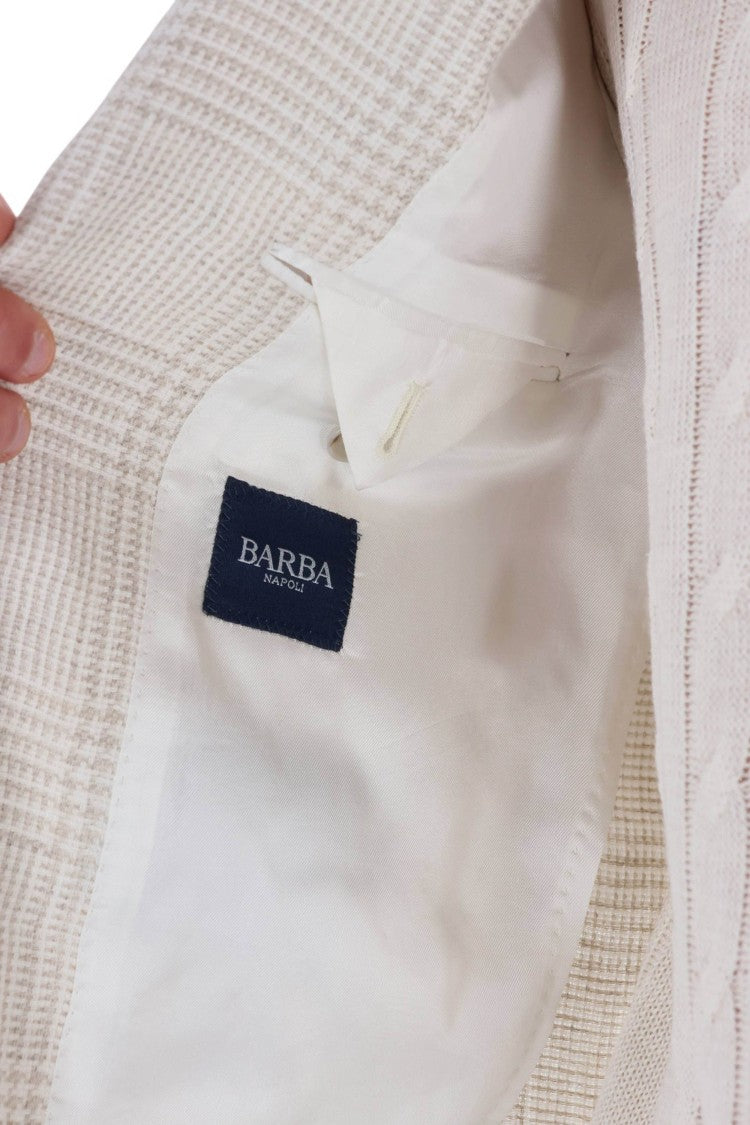 Barba Prince Of Wales Linen-Cotton-Silk Blazer
