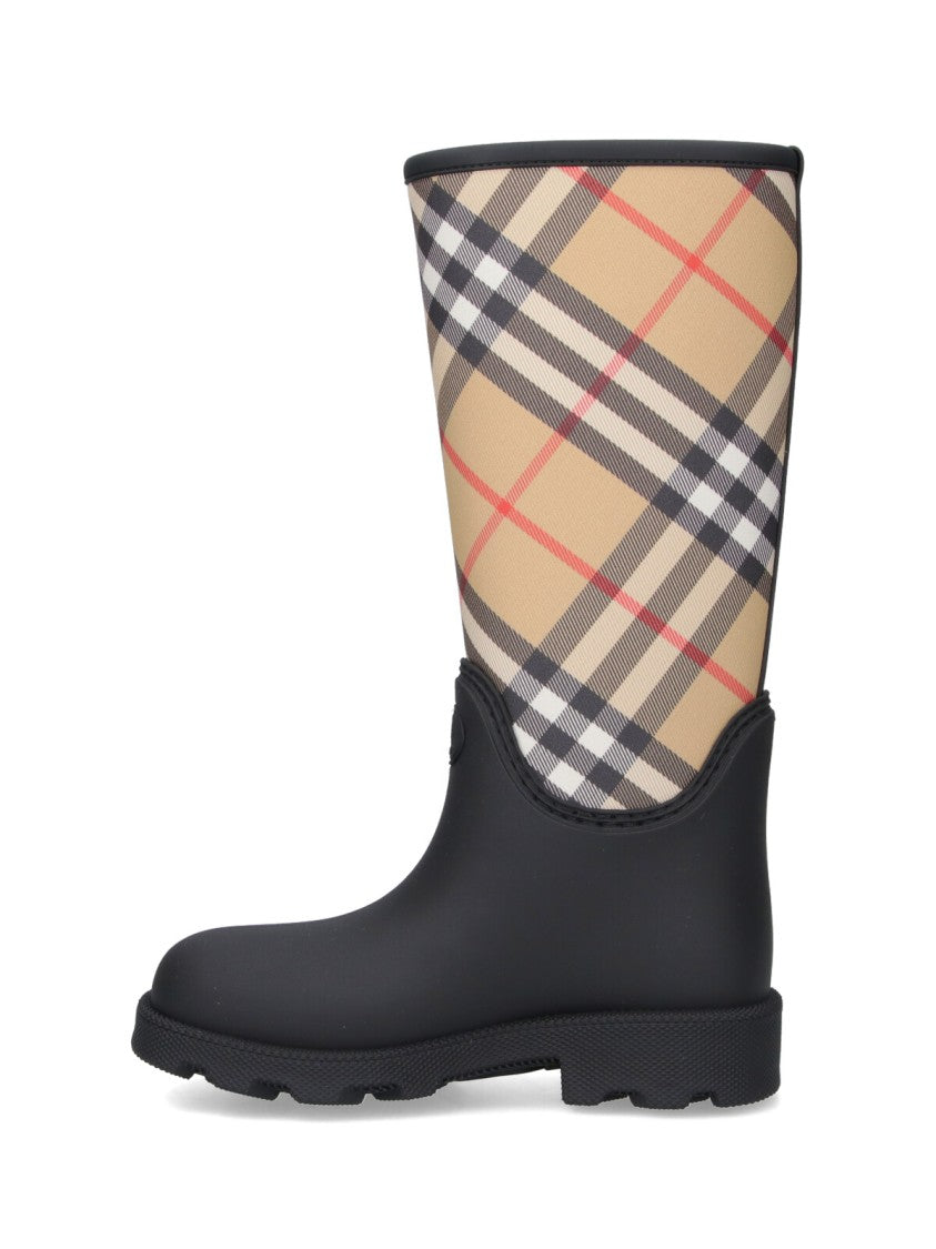 Burberry Mid-Calf Boots With Classic Plaid Upper