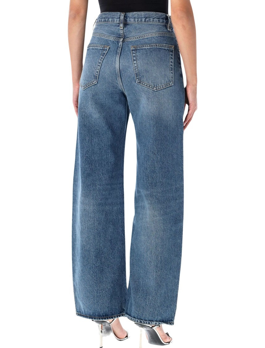 Frame High-Waisted Wide-Leg Jeans With Faded Wash And Extended Length